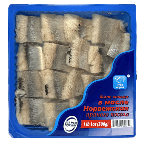 Филе норвежской сельди в рассоле – кусочки – 1,1 фунта (500 г)